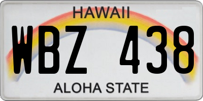 HI license plate WBZ438