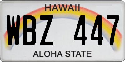 HI license plate WBZ447