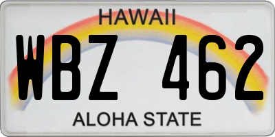 HI license plate WBZ462