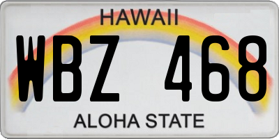 HI license plate WBZ468