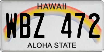 HI license plate WBZ472