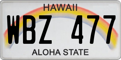 HI license plate WBZ477
