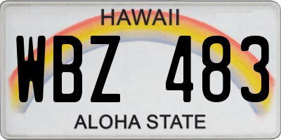 HI license plate WBZ483
