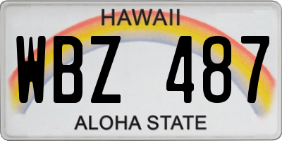 HI license plate WBZ487