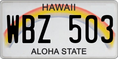 HI license plate WBZ503