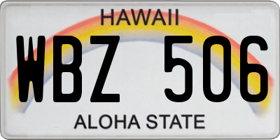 HI license plate WBZ506