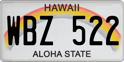 HI license plate WBZ522