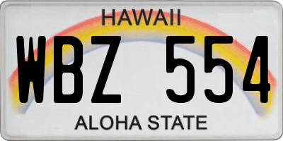 HI license plate WBZ554
