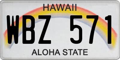 HI license plate WBZ571