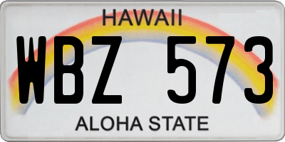 HI license plate WBZ573
