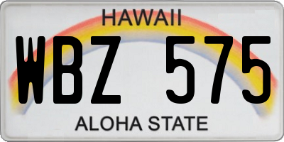 HI license plate WBZ575