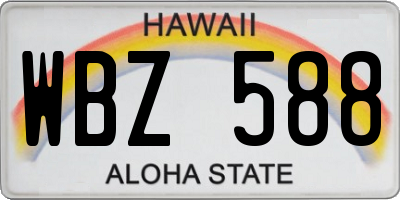 HI license plate WBZ588