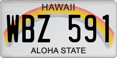 HI license plate WBZ591