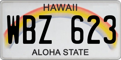 HI license plate WBZ623