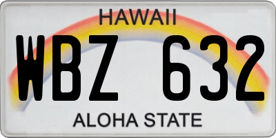 HI license plate WBZ632