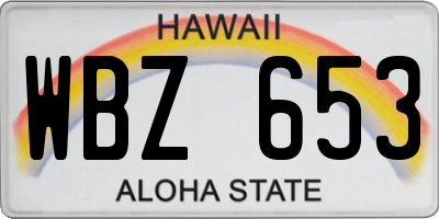 HI license plate WBZ653
