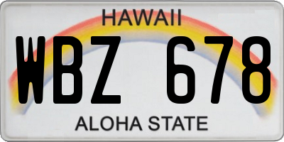 HI license plate WBZ678