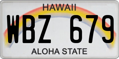 HI license plate WBZ679