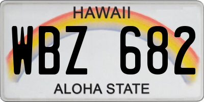 HI license plate WBZ682