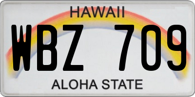HI license plate WBZ709
