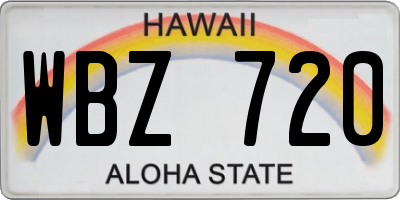 HI license plate WBZ720