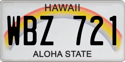 HI license plate WBZ721