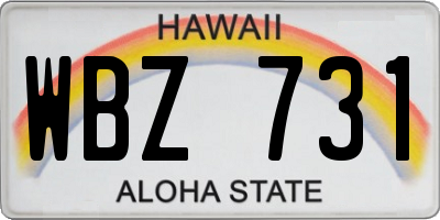 HI license plate WBZ731