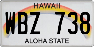 HI license plate WBZ738