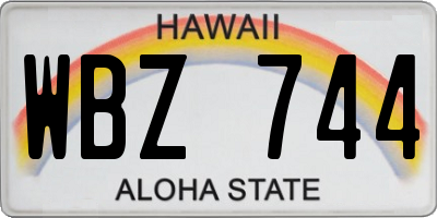 HI license plate WBZ744