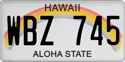 HI license plate WBZ745