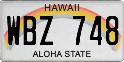 HI license plate WBZ748