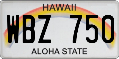 HI license plate WBZ750