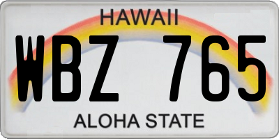 HI license plate WBZ765