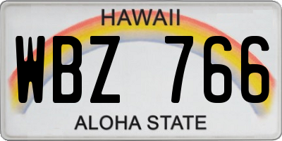 HI license plate WBZ766