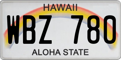 HI license plate WBZ780