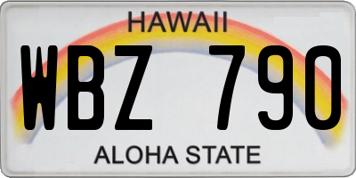 HI license plate WBZ790
