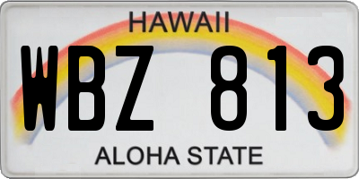 HI license plate WBZ813