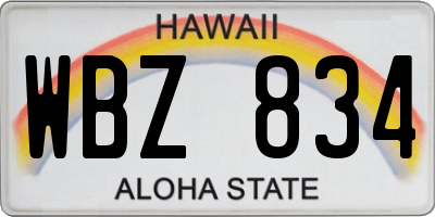 HI license plate WBZ834