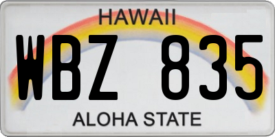 HI license plate WBZ835
