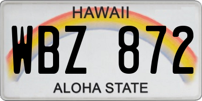 HI license plate WBZ872