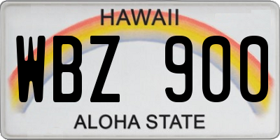 HI license plate WBZ900