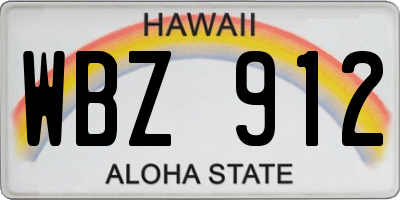 HI license plate WBZ912
