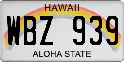 HI license plate WBZ939