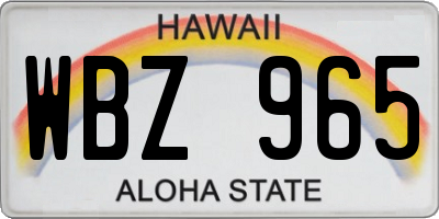HI license plate WBZ965