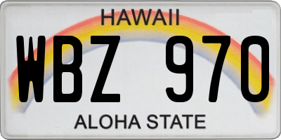HI license plate WBZ970