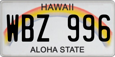 HI license plate WBZ996