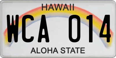 HI license plate WCA014