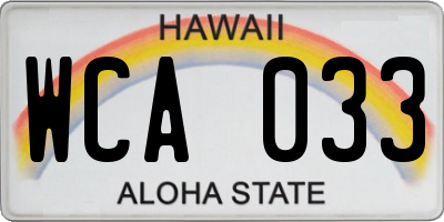 HI license plate WCA033