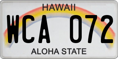 HI license plate WCA072