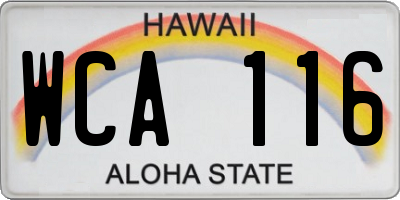 HI license plate WCA116